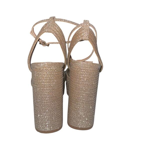 Steve Madden Laurel Women Dress Gold Glitter Ankle Strap Platform sandals SZ/8.5 - Picture 10 of 15